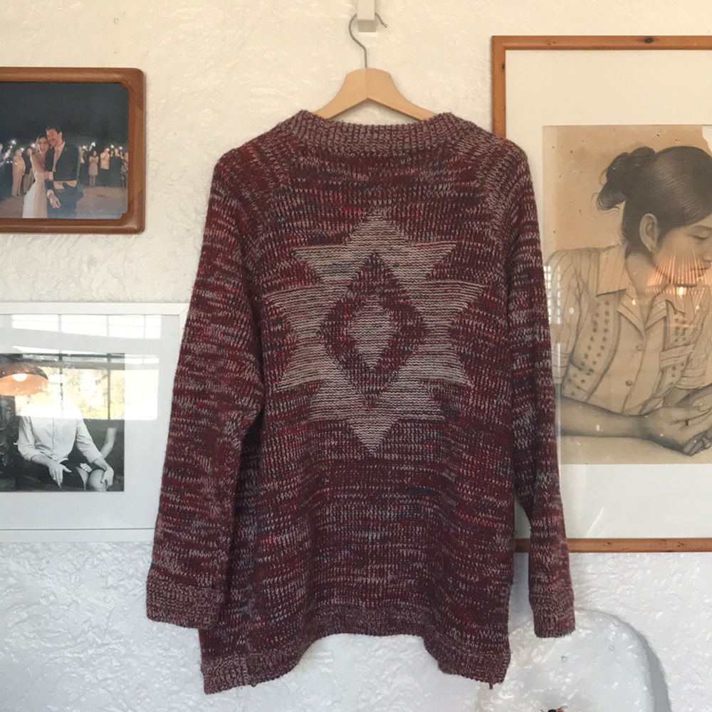 Chunky Cardigan with Aztec Print